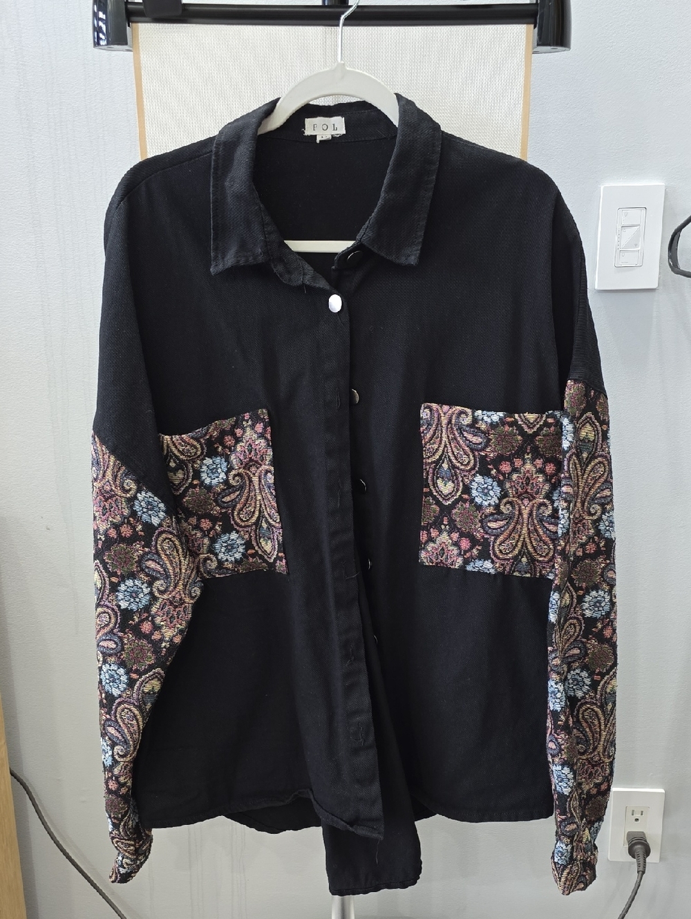 POL Black Crewneck Tee with Minimal Label